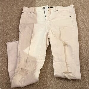 Aeropostale Cream Distressed High Rise Jeans